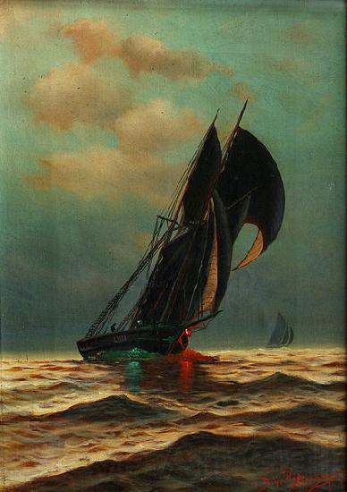 Richard Dey De Ribcowsky Twilight Seascape Norge oil painting art